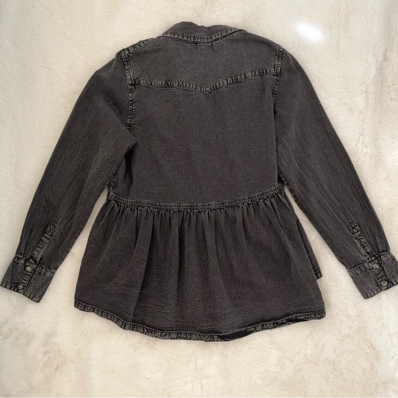 Mud Pie Hayden Black Peplum Denim Top Shacket - Picture 3 of 12